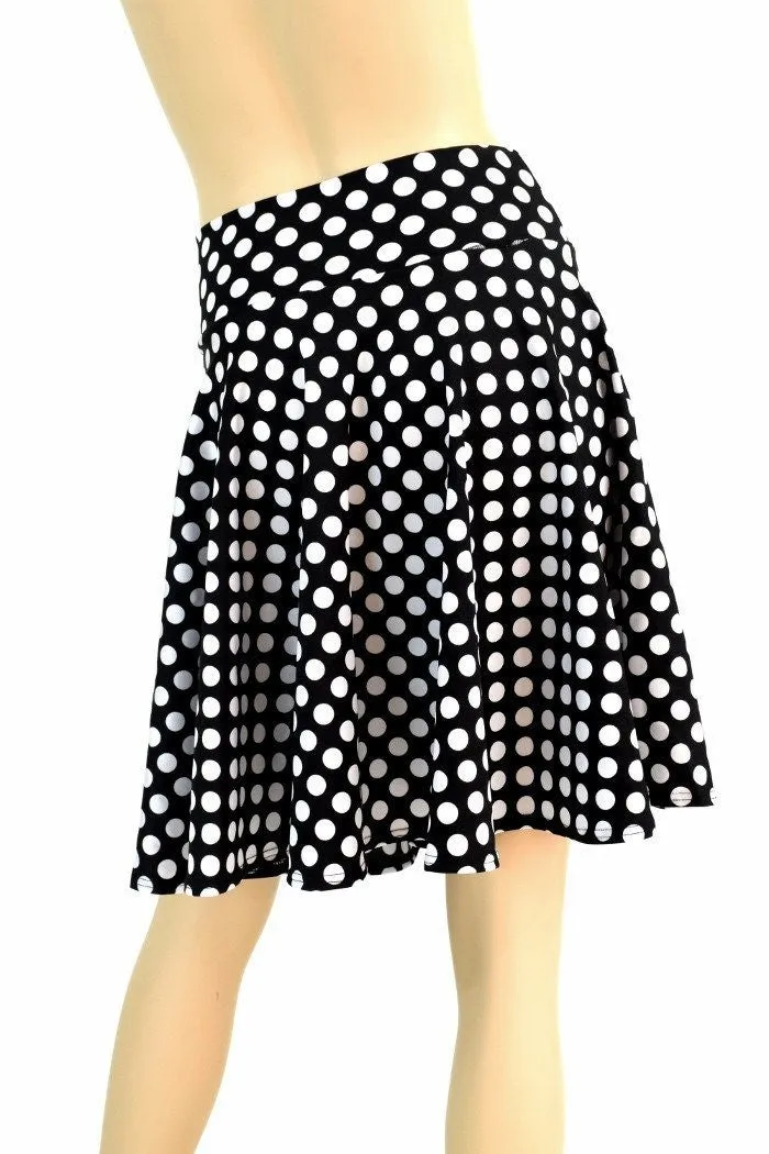 19" Black & White Polka Dot Skater Skirt