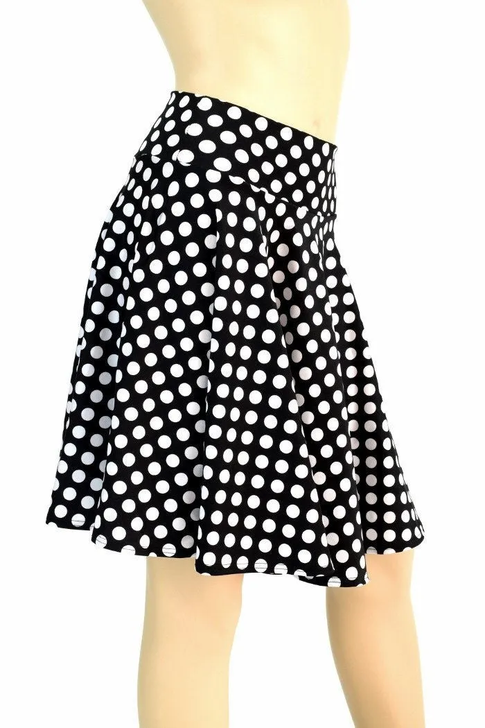 19" Black & White Polka Dot Skater Skirt