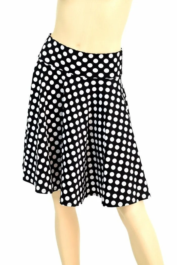 19" Black & White Polka Dot Skater Skirt