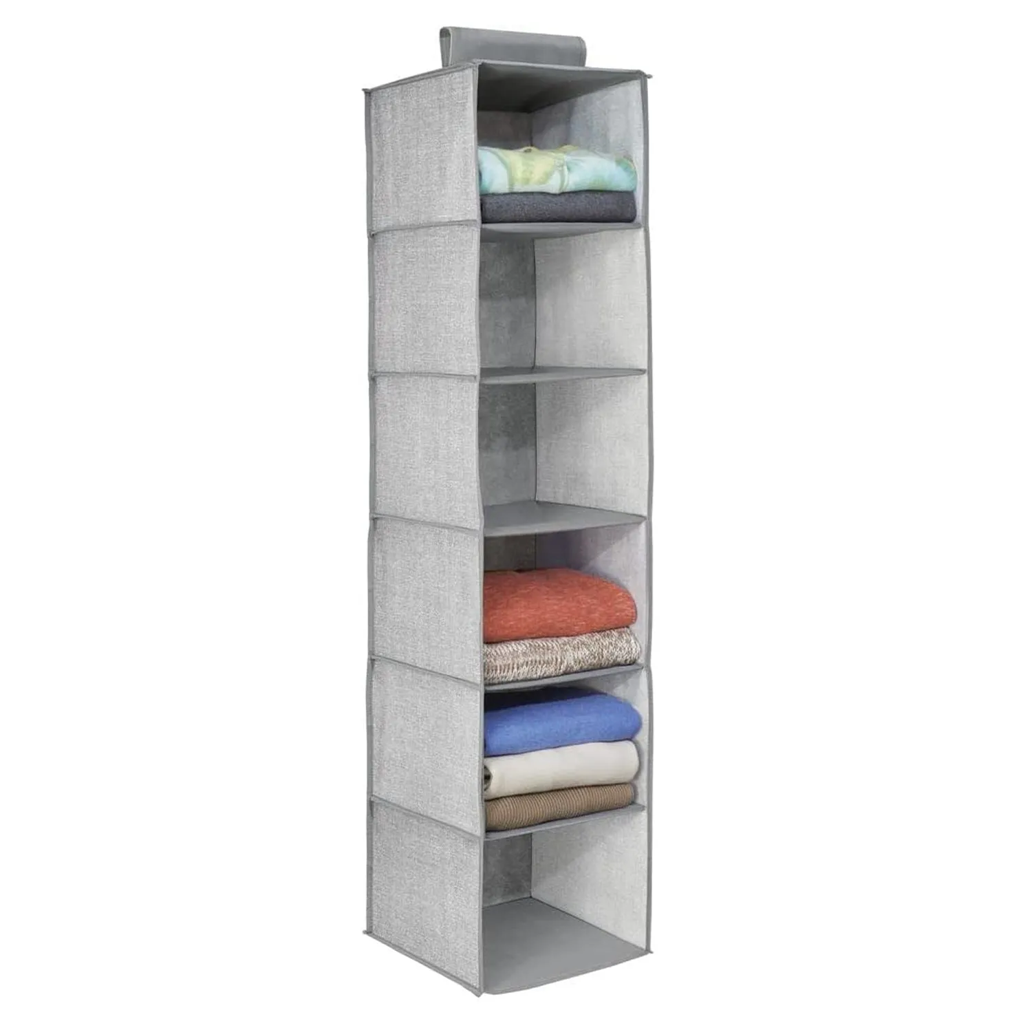 6741 Non-Woven Fabric Cloth 6 Selves Hanging Storage Wardrobe Organizer with PVC Zippered Closure 6 Layers Chain Cloth