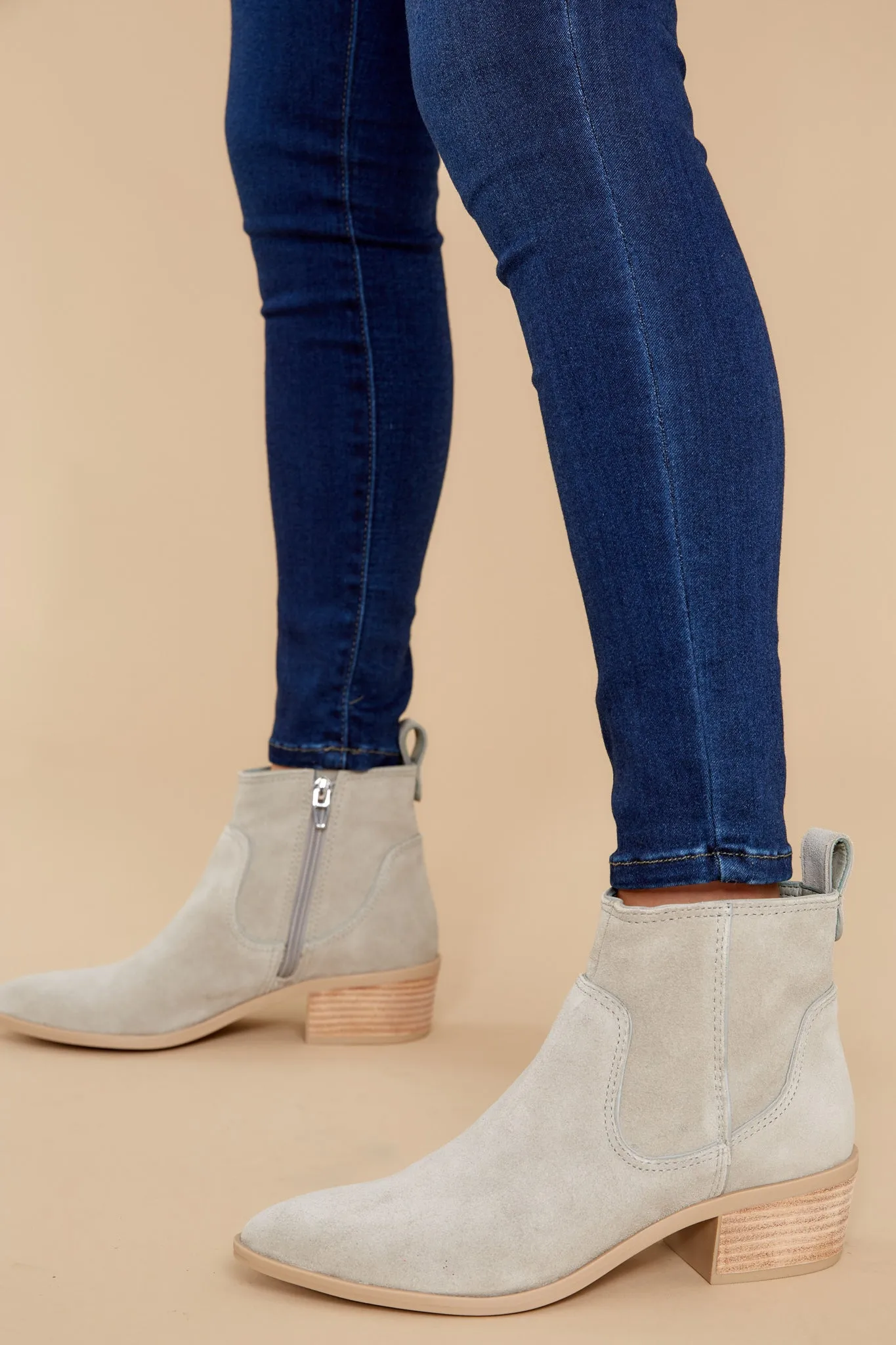 Able Concrete Grey Suede Booties