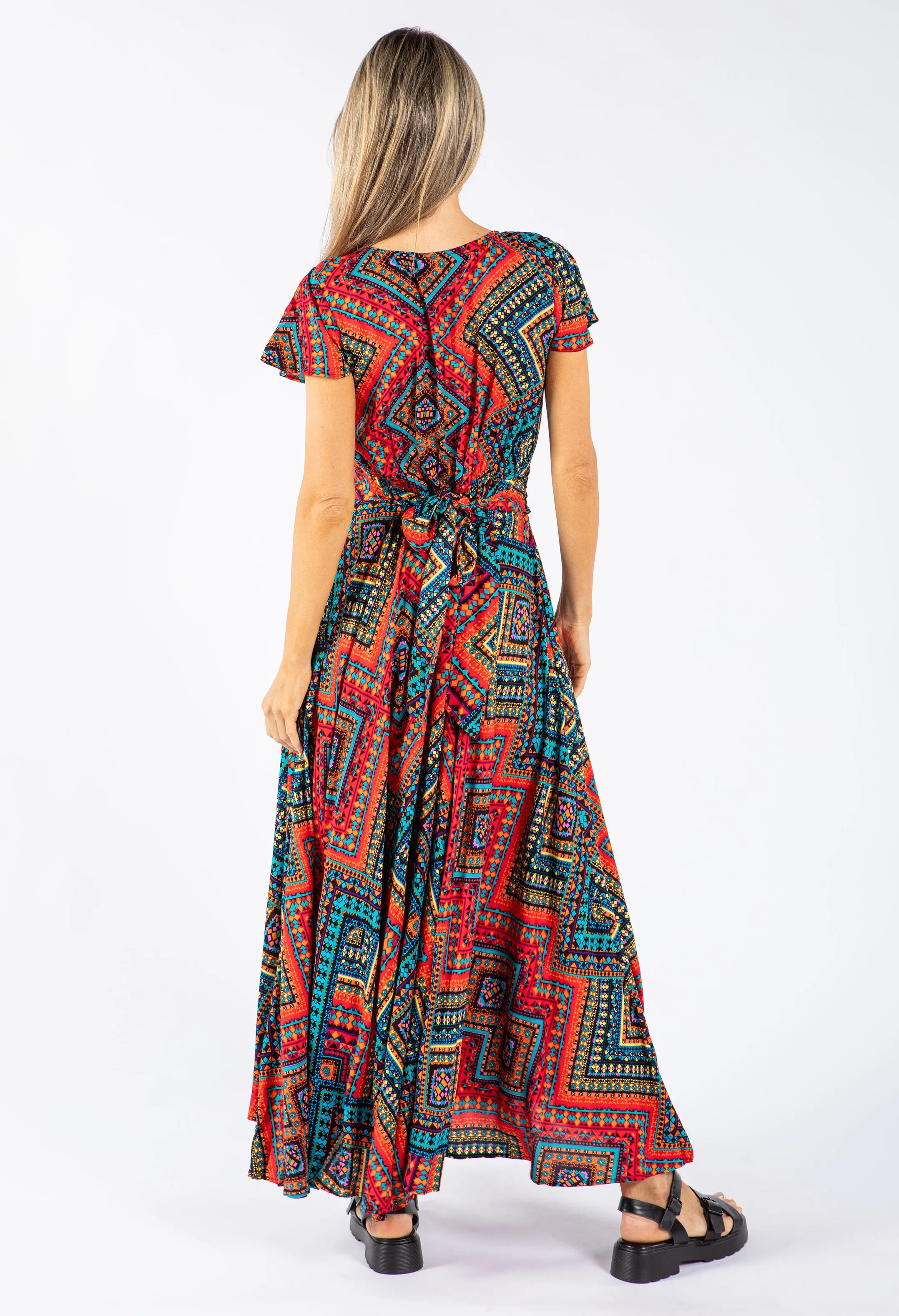 Aztec Print V Neckline Dress