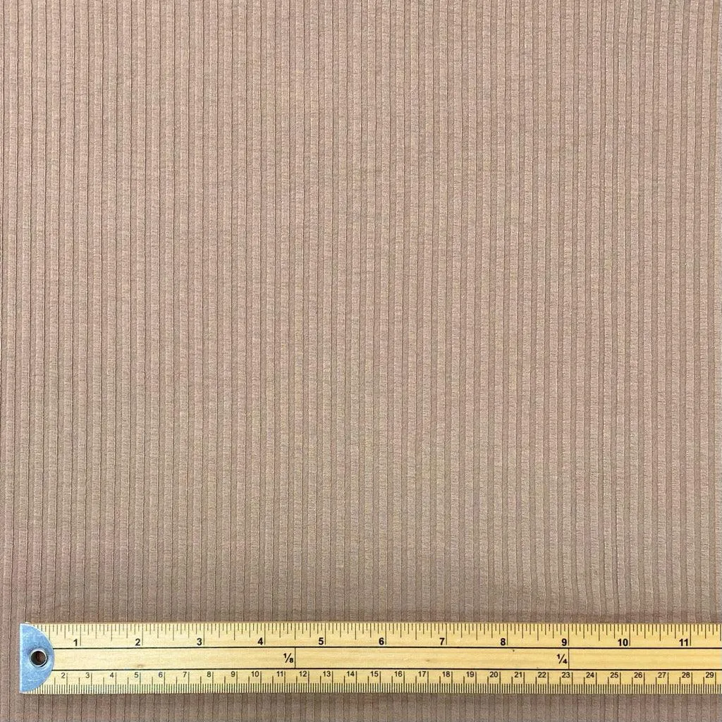 Beige Striped Ribbed Jersey Fabric