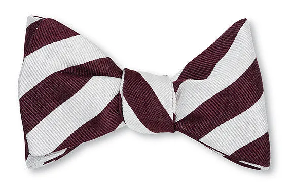 Burgundy/White Bar Stripes Bow Tie - B1420