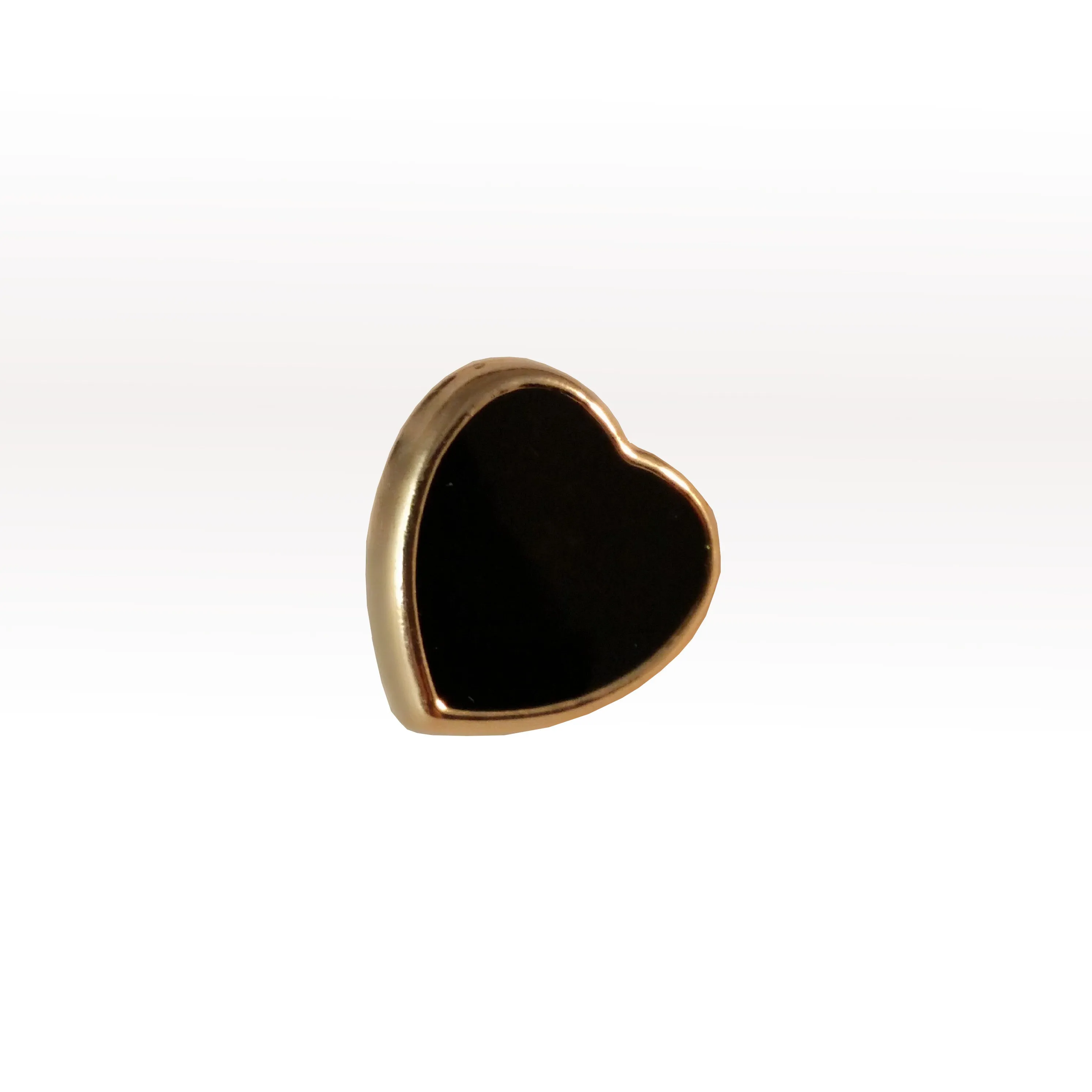 Buttons Black & Gold Enamel Heart