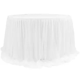 Chiffon Tulle Table Skirt Extra Long 57" x 17ft - White