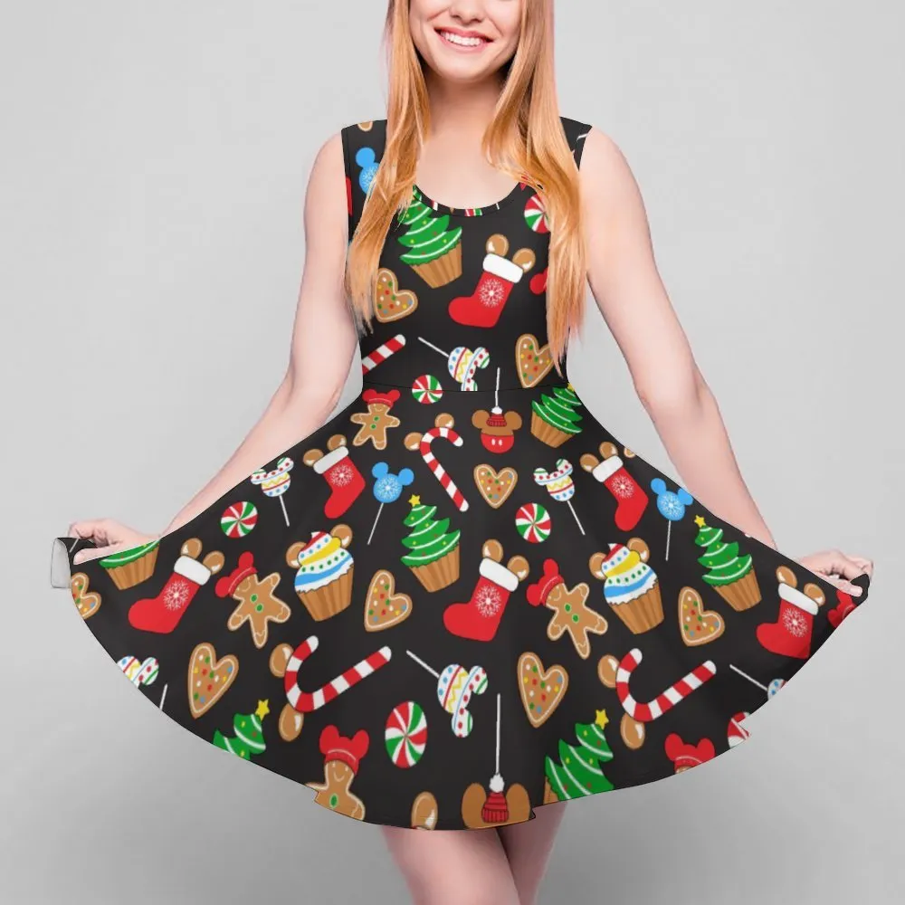 Christmas Desserts Women's Sleeveless Round Neck Skater Dress