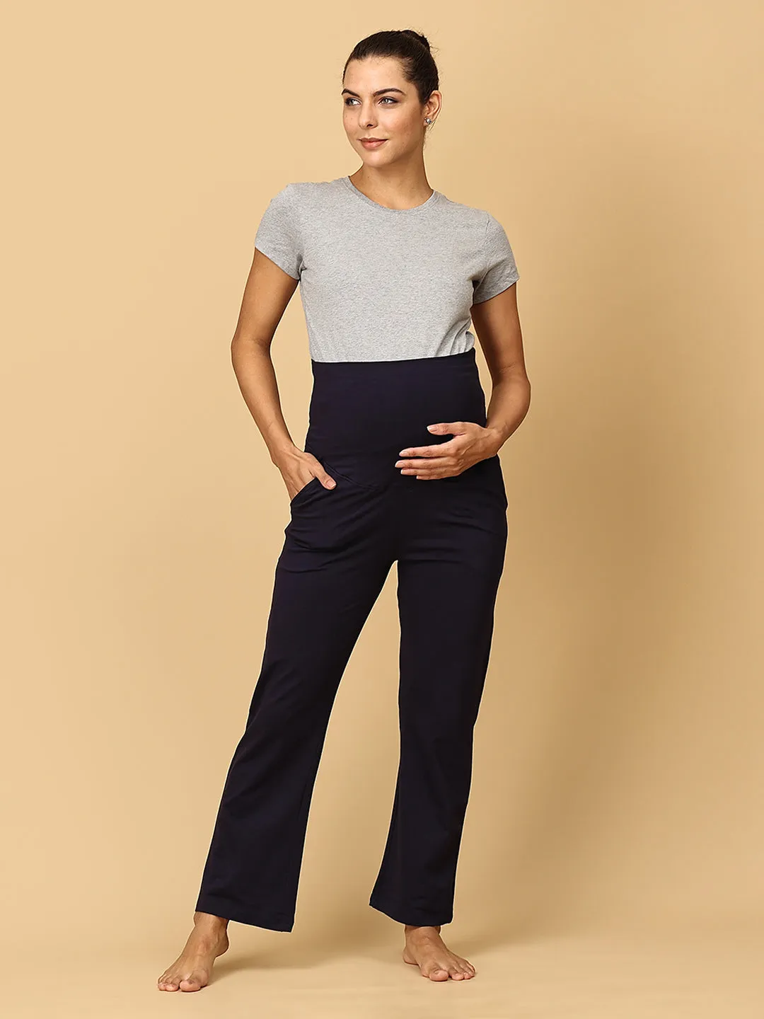 Comfy Maternity Trackpants - Navy Blue