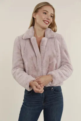 Cropped Faux Fur Jacket - Blush