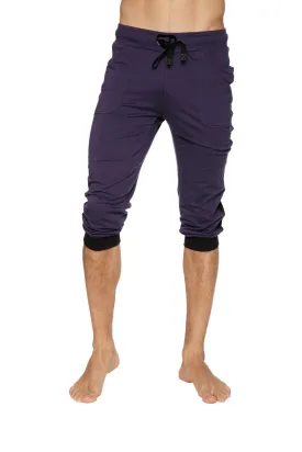 Cuffed Yoga Pants (Eggplant w/Black)