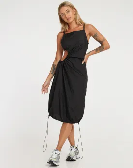 Daichi Midi Dress in Parachute Black