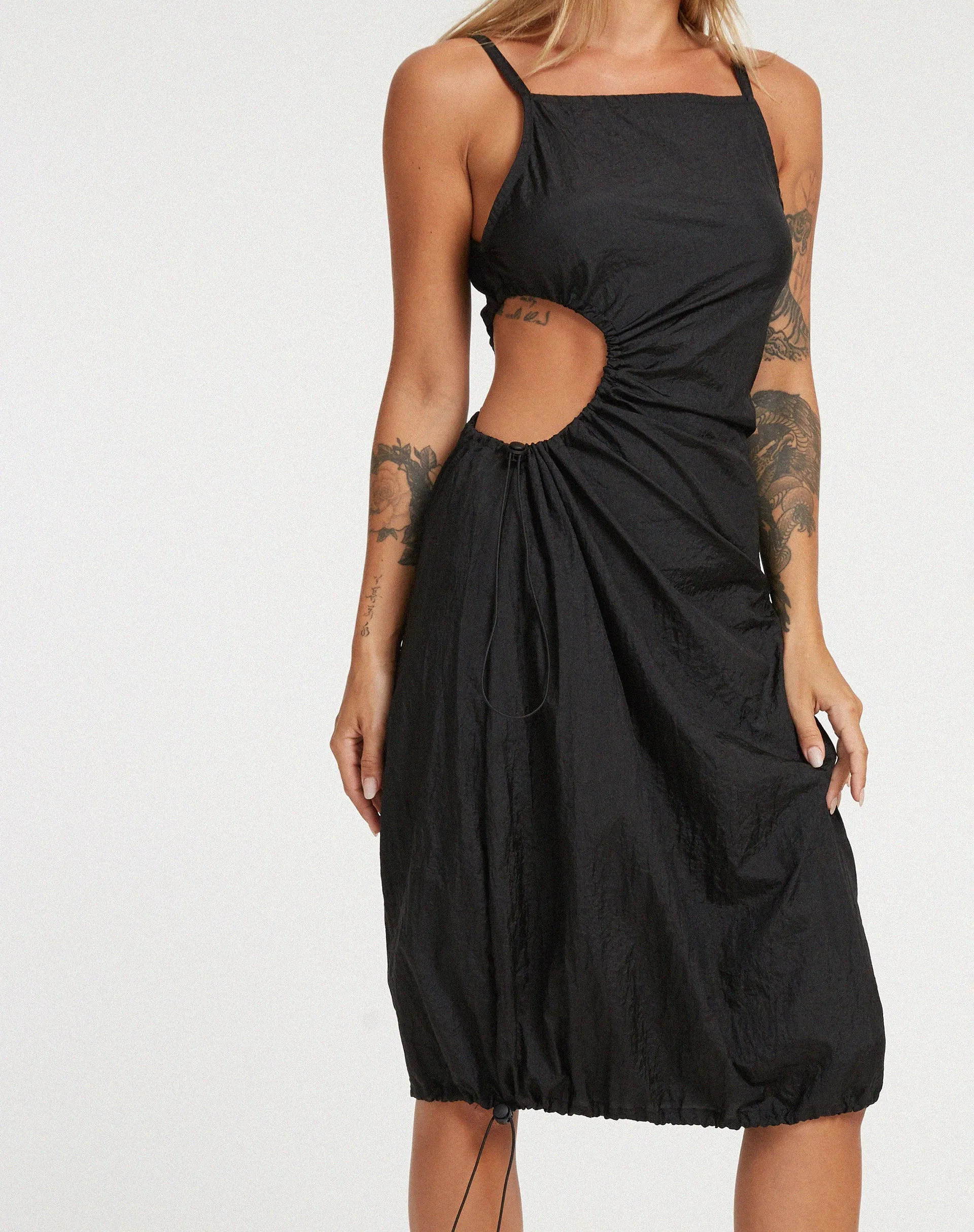 Daichi Midi Dress in Parachute Black