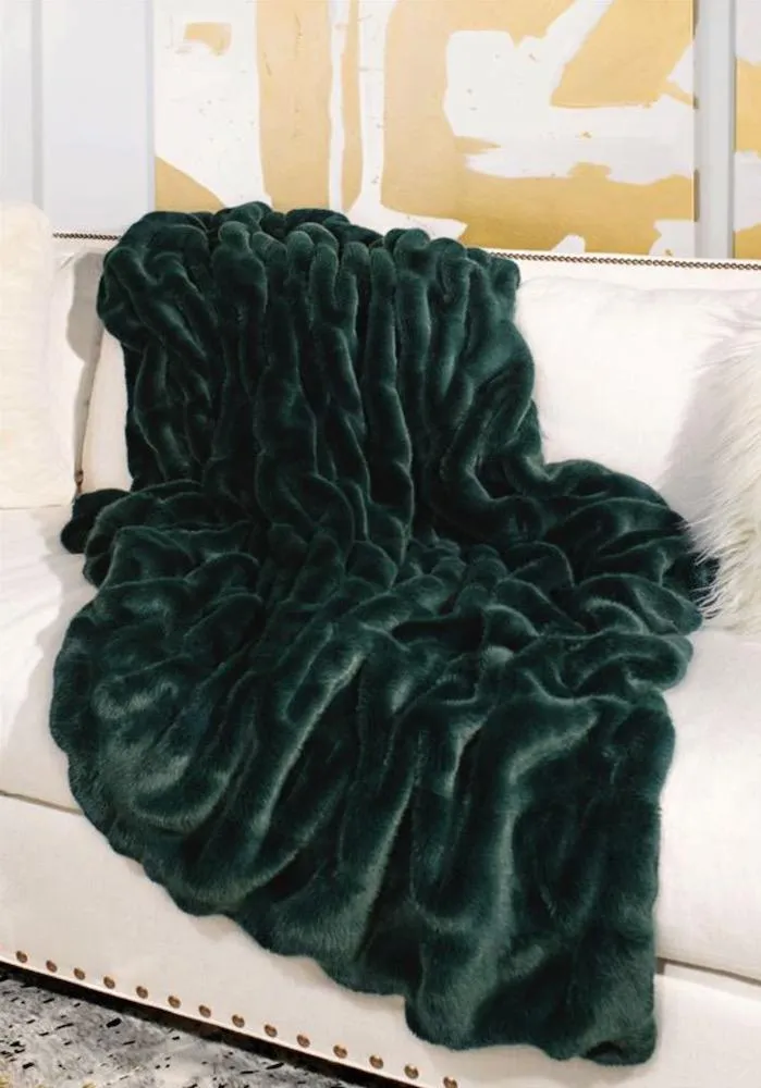 Emerald Mink Couture Faux Fur Throw Blanket by Fabulous Furs