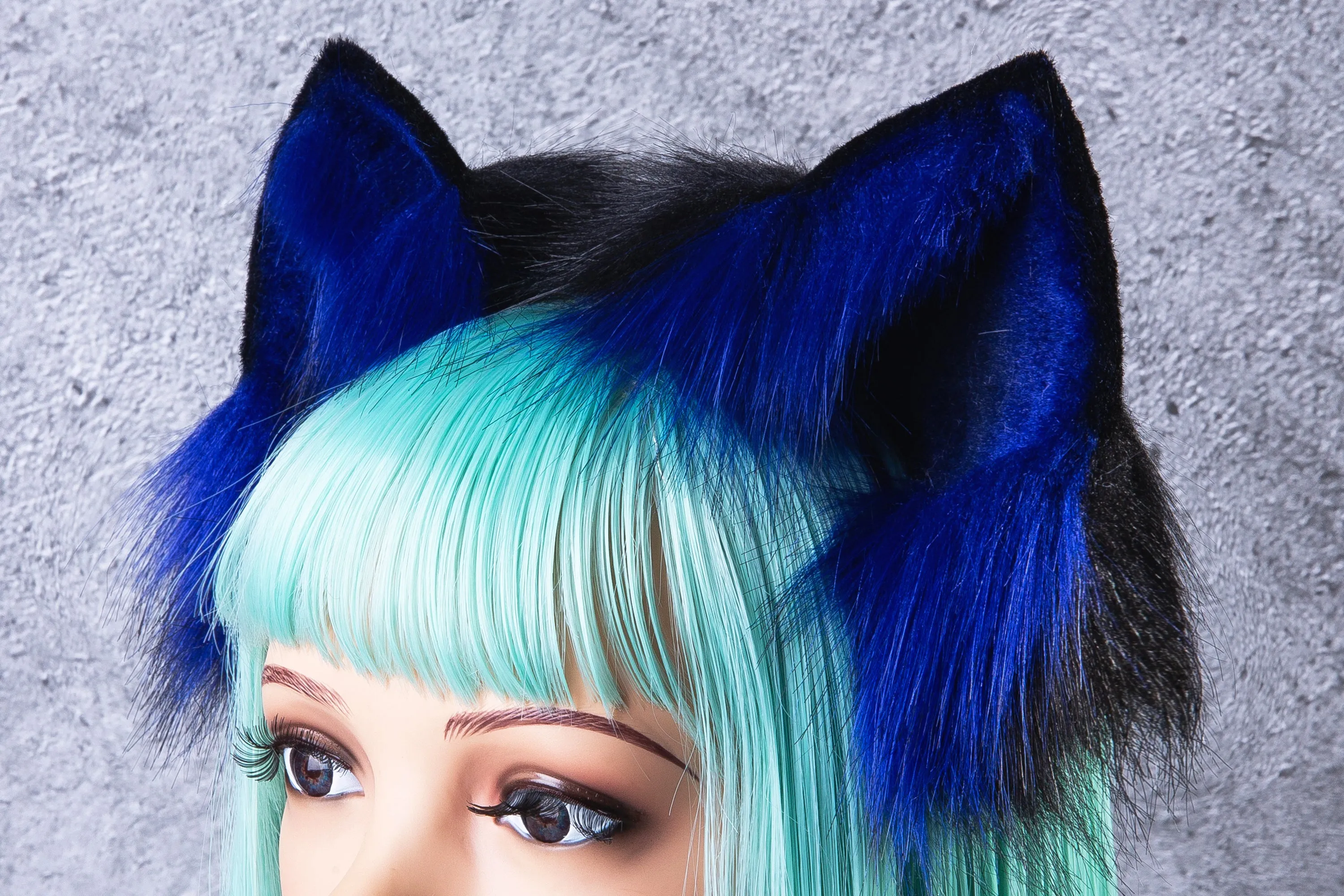 faux blue black wolf ear fox ear kitten ear cat ear headband animal ear anime cosplay neko ear petplay ddlg kitten play ear kittenplay ear