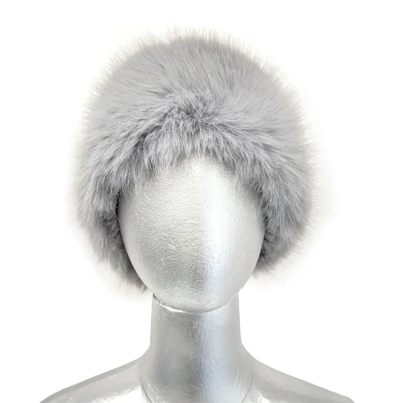 Faux Fur Headband - Grey