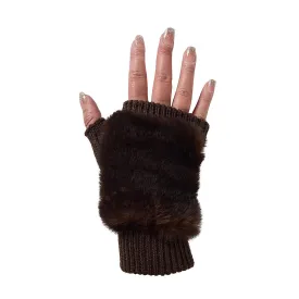 Faux Fur Knitted Fingerless Gloves