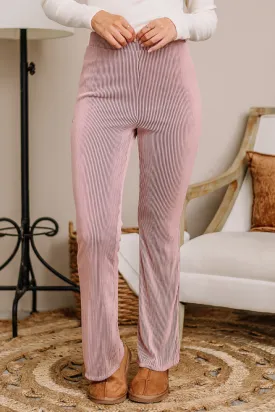 Just An Illusion Ribbed Pants | Mauve