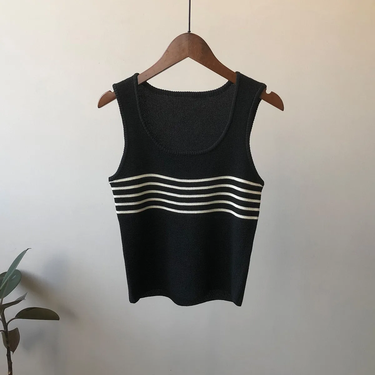 [Korean Style] 3 Color Round Neck Knit Cami Tank Top