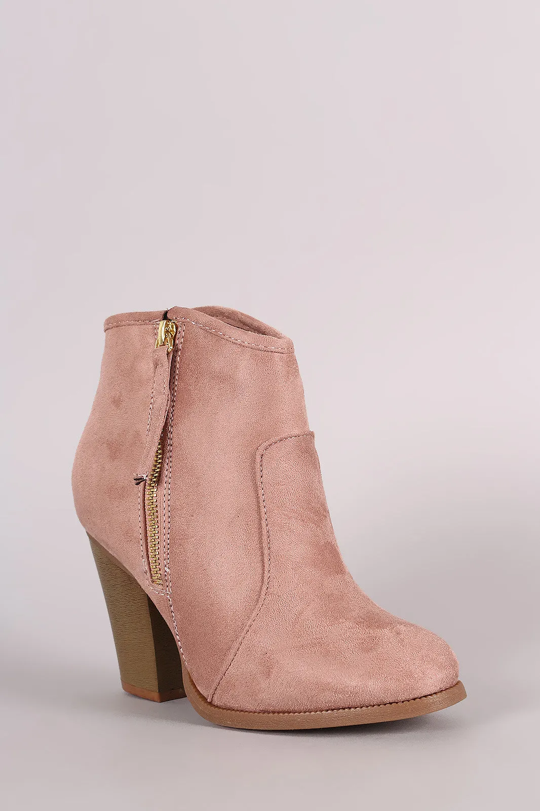 Liliana Zipper Chunky Heeled Western Ankle Boots