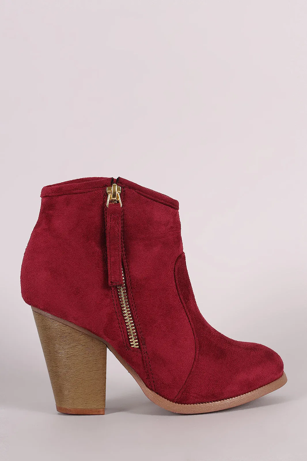 Liliana Zipper Chunky Heeled Western Ankle Boots