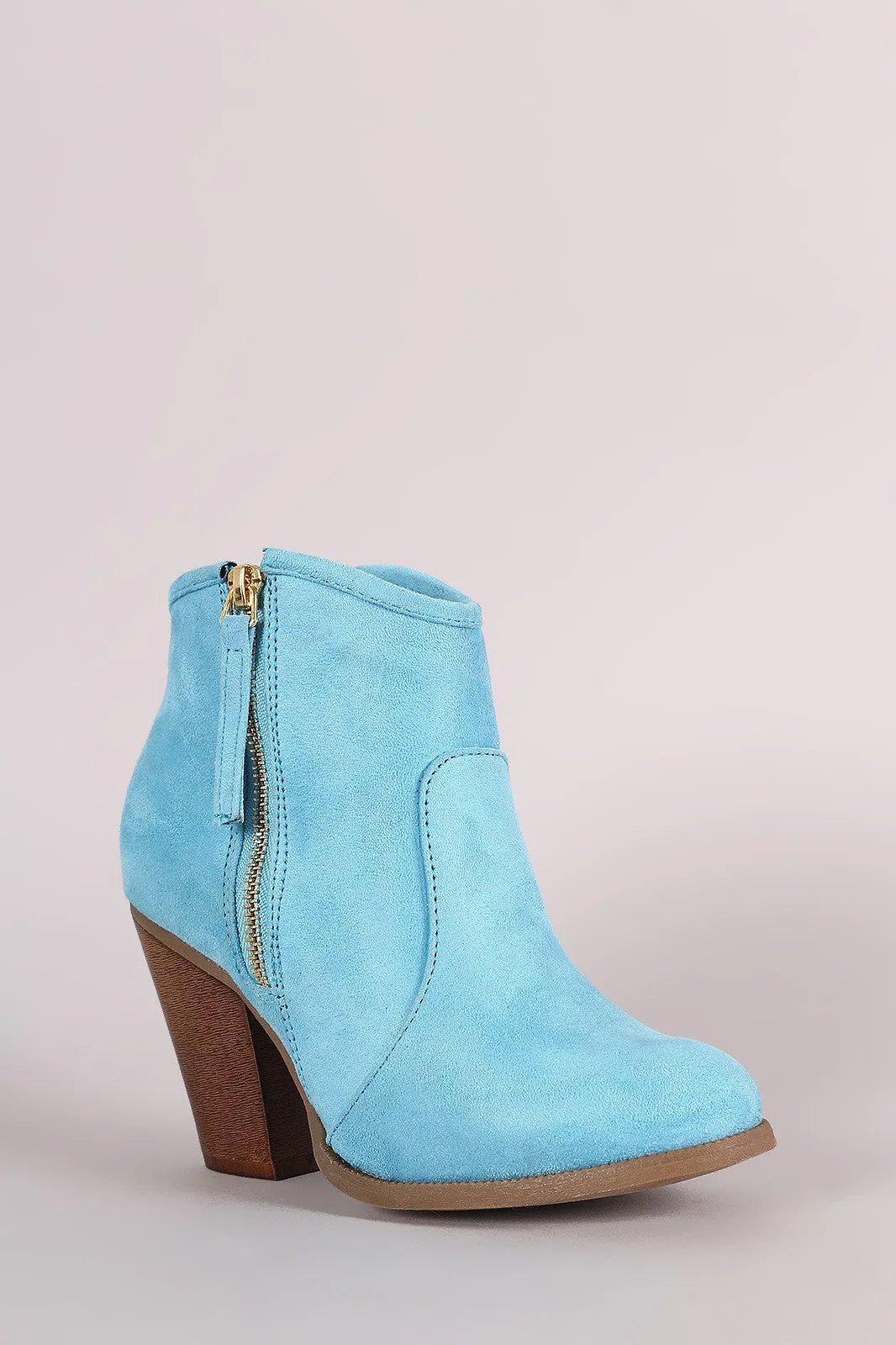 Liliana Zipper Chunky Heeled Western Ankle Boots