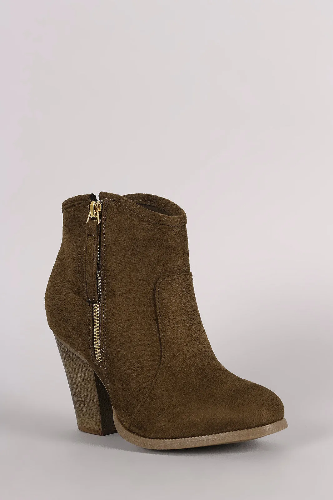 Liliana Zipper Chunky Heeled Western Ankle Boots