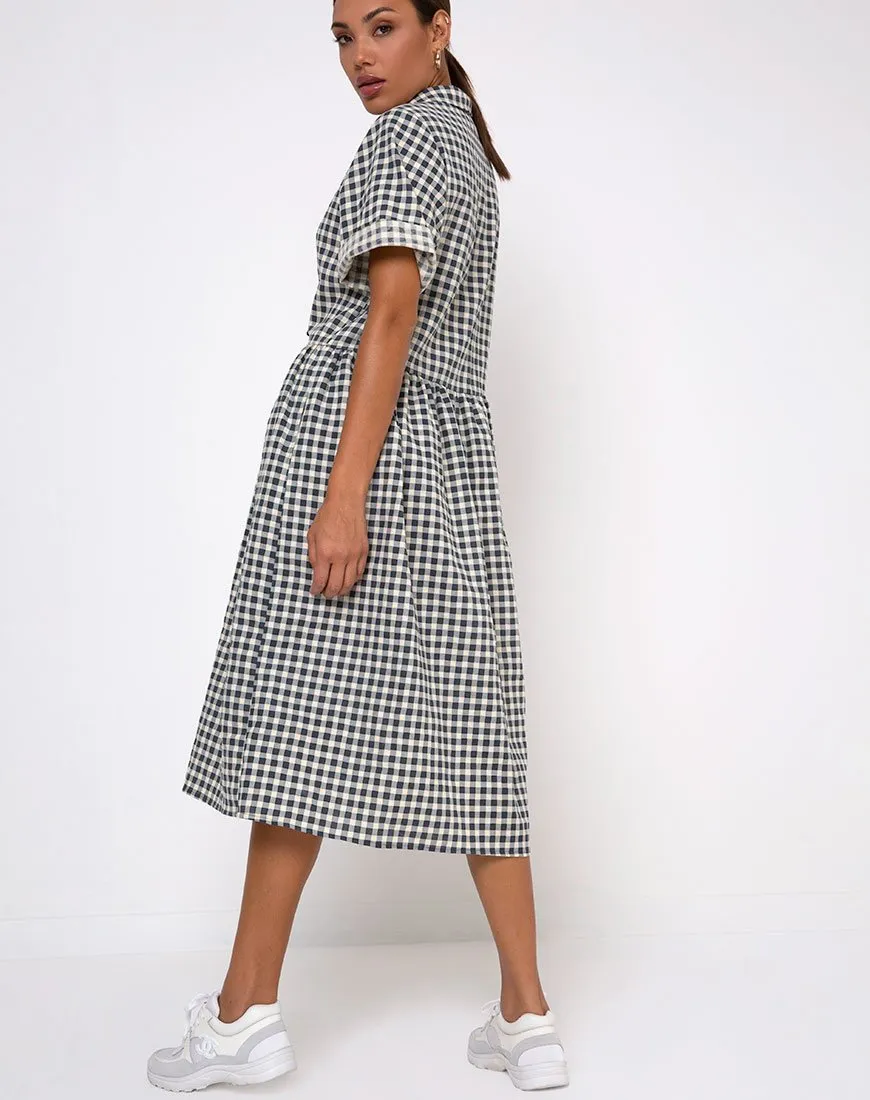 Lista Shirt Dress in Gingham Cream