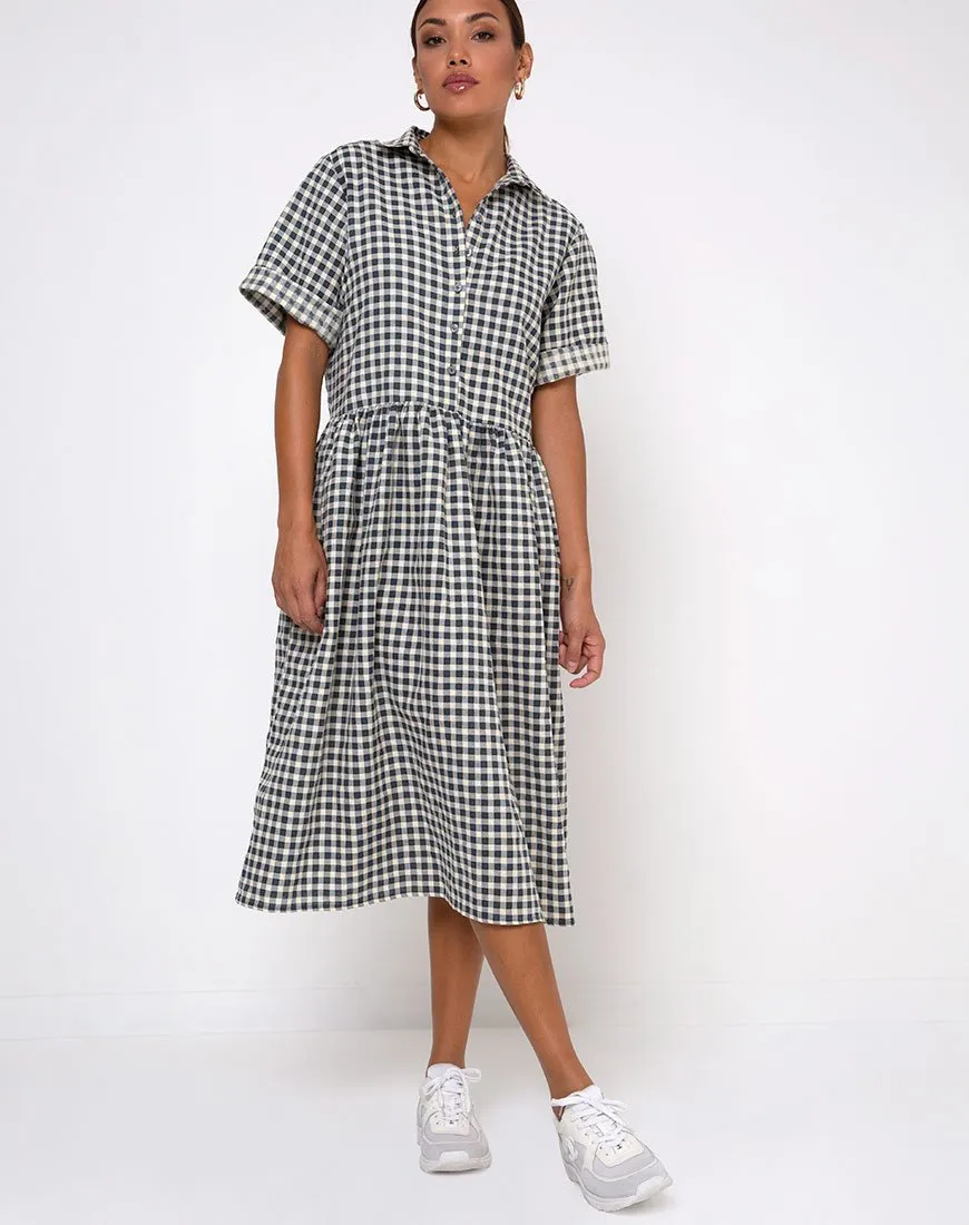 Lista Shirt Dress in Gingham Cream