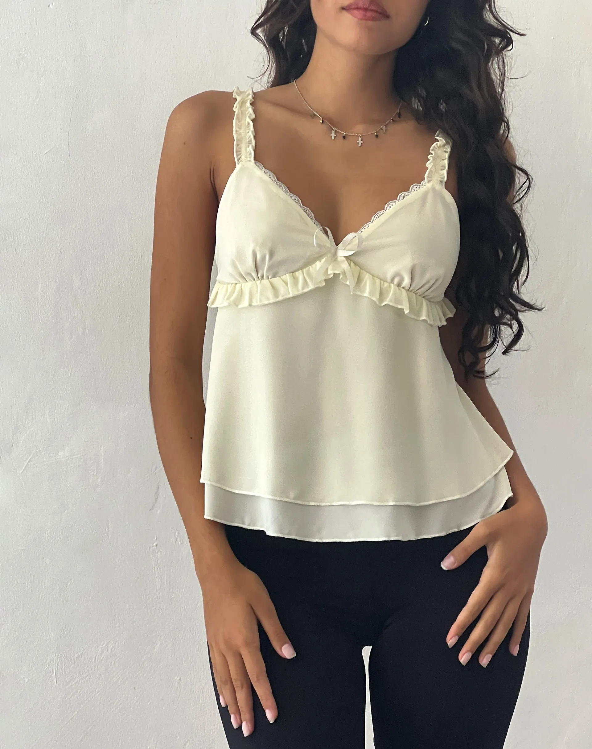 Melinda Frill Edge Cami Top in Ivory