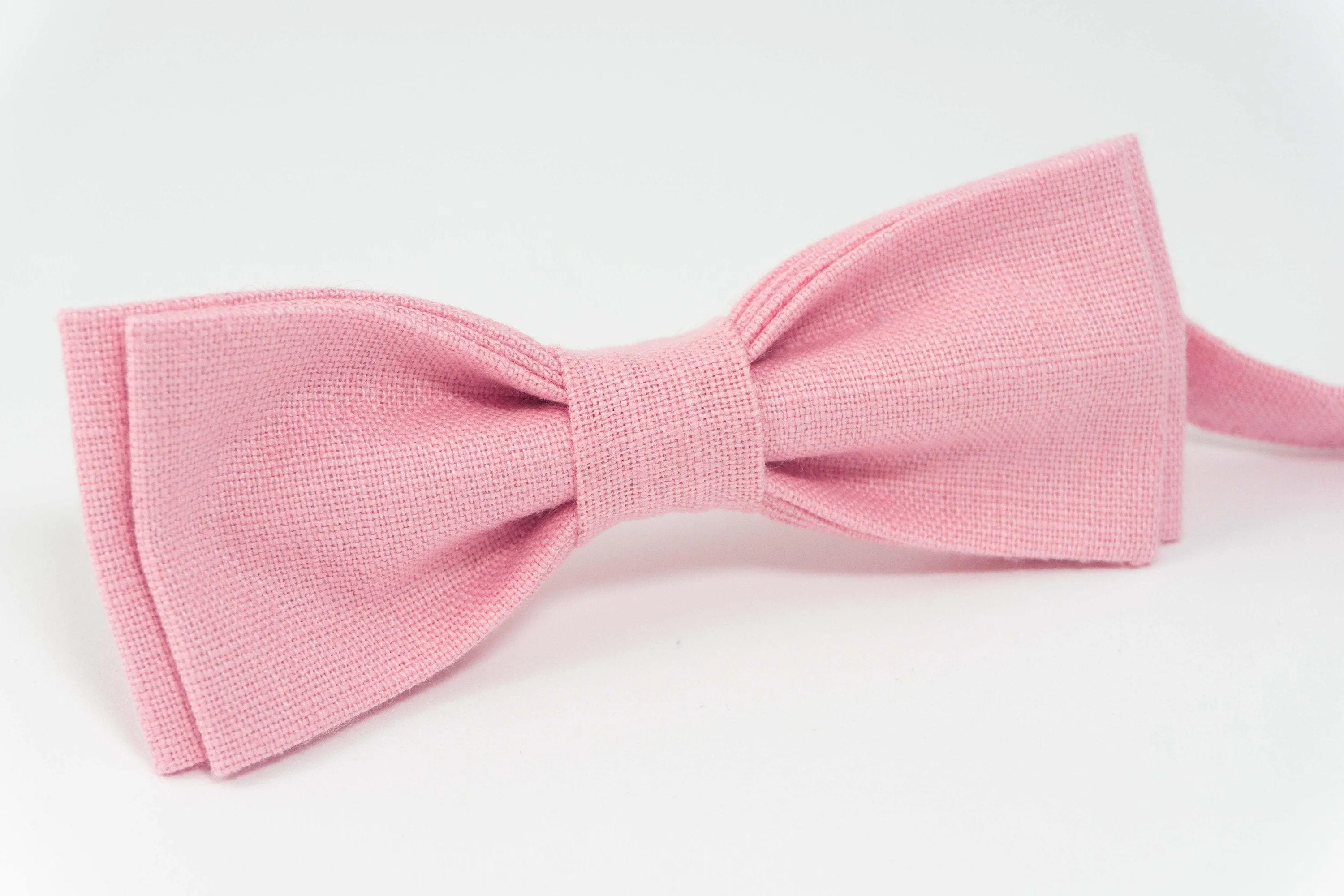 Pink color wedding bow ties |  linen mens bow ties