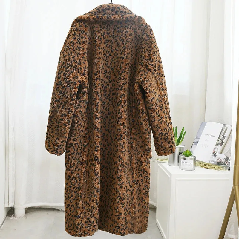 Pre Order:  Leopard Print Faux Fur Thick Coat