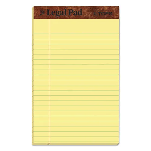 "the Legal Pad" Perforated Pads, Narrow Rule, 5 X 8, Canary, 50 Sheets, Dozen