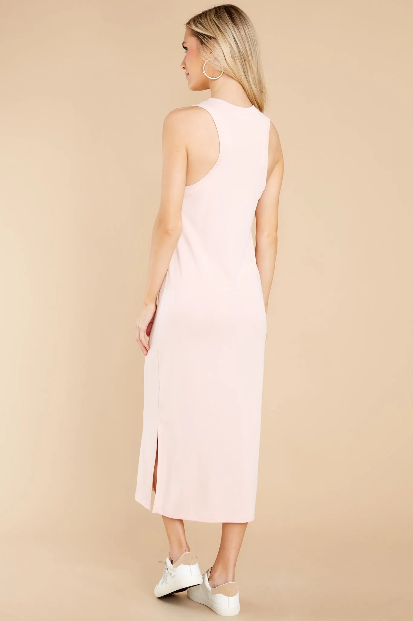 She's A Keeper Peach Pink Midi Dress