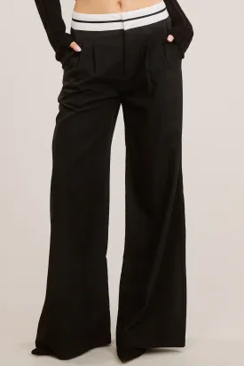 Sport Stripe Waist Black Trouser Pant