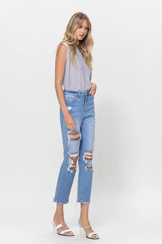 STRETCH SUPER HIGH RISE CROP STRAIGHT