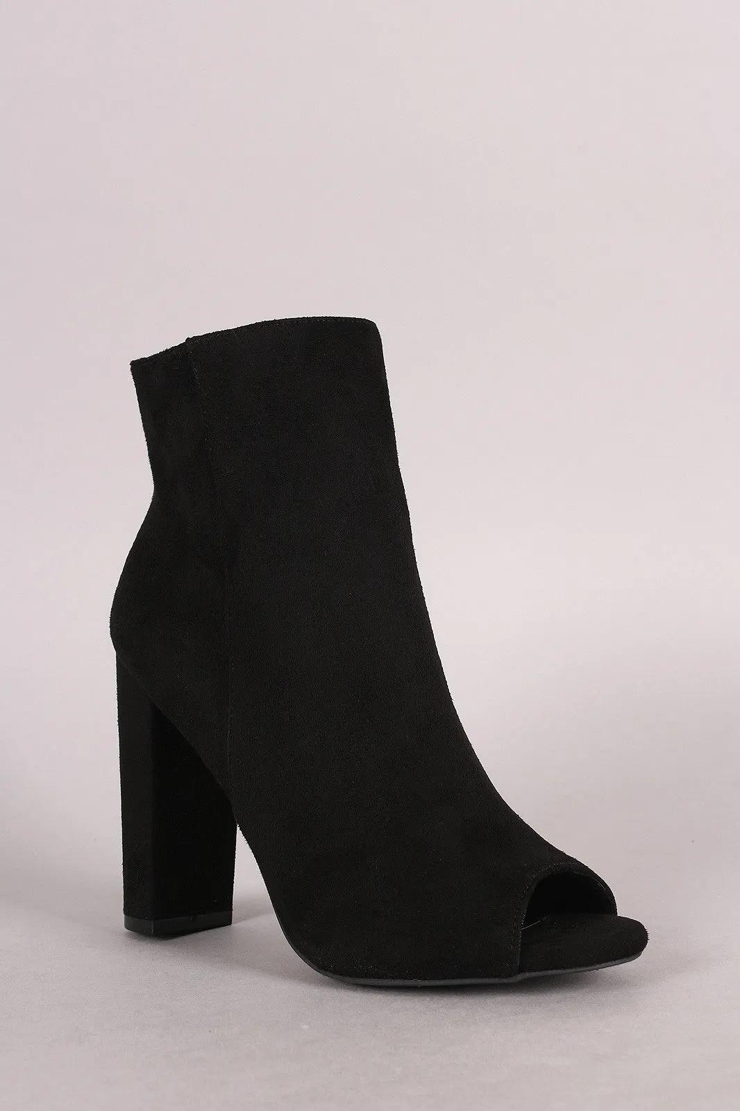 Wild Diva Lounge Peep Toe Chunky Heel Booties