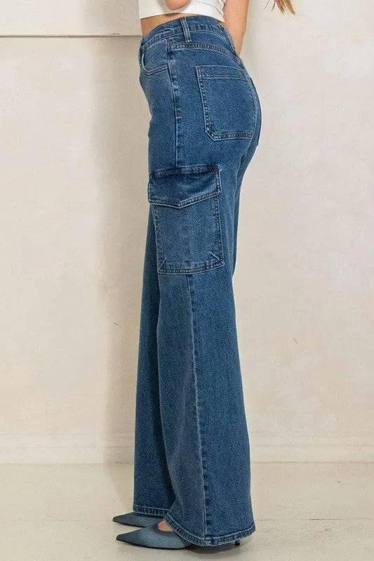 Women's High Rise Cargo Jeans